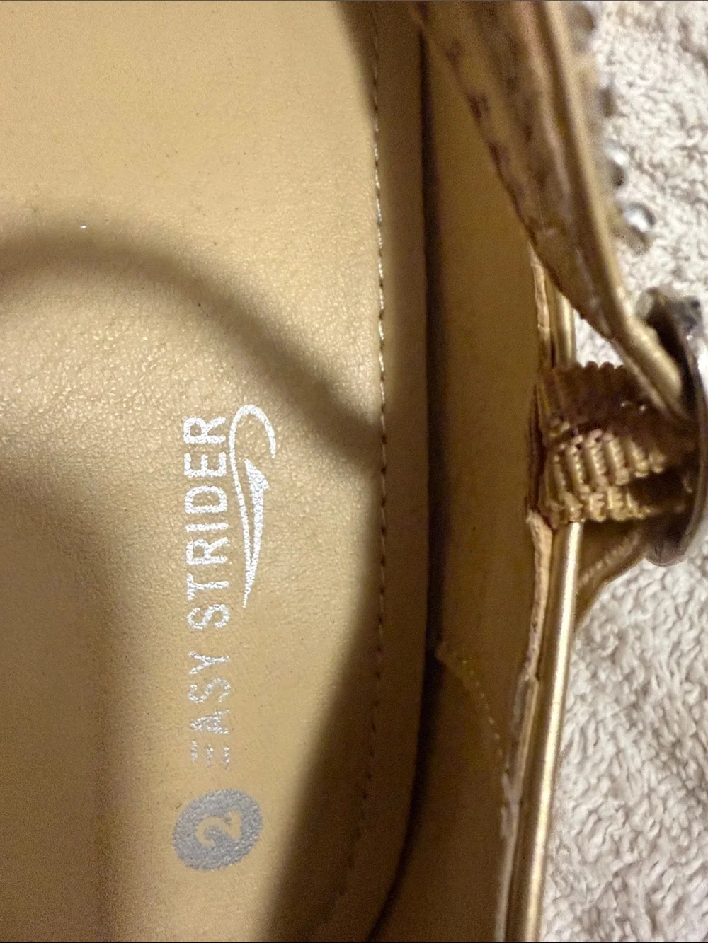 Gold Mary Jane Flats with Rhinestone Strap - girls